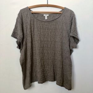 J. Jill Stretch Crinkle Tee in brown/green XL Mushroom